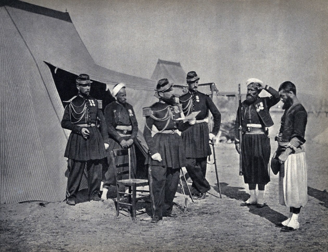Büntetés, a francia hadsereg katonái az 1854-es krími hadjárat során. Fényképészet, 19. század vége. alkotó: French Photographer