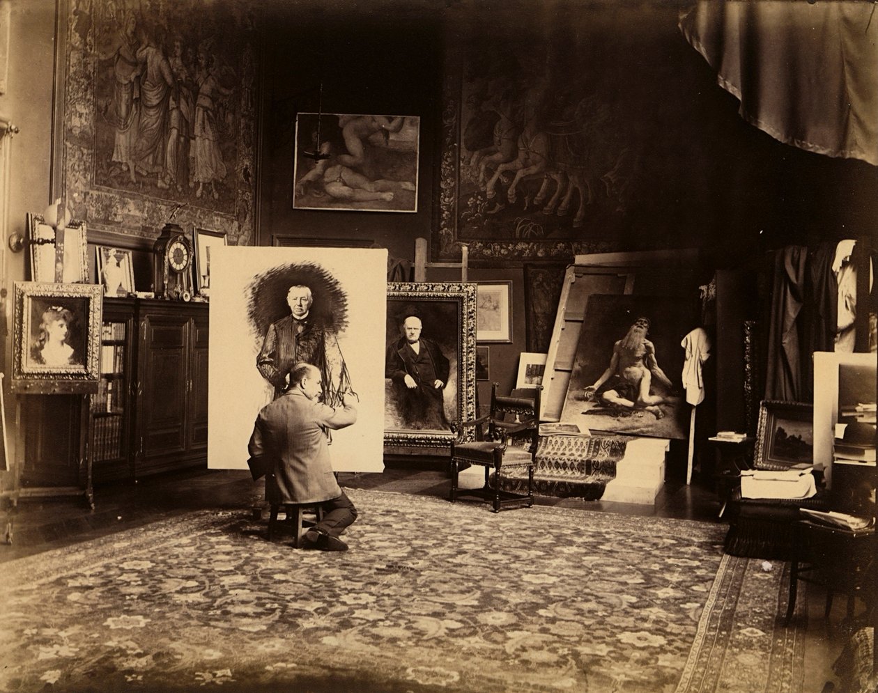 Leon Bonnat festő műterme, 1890 körül (f/w fotó) alkotó: French Photographer