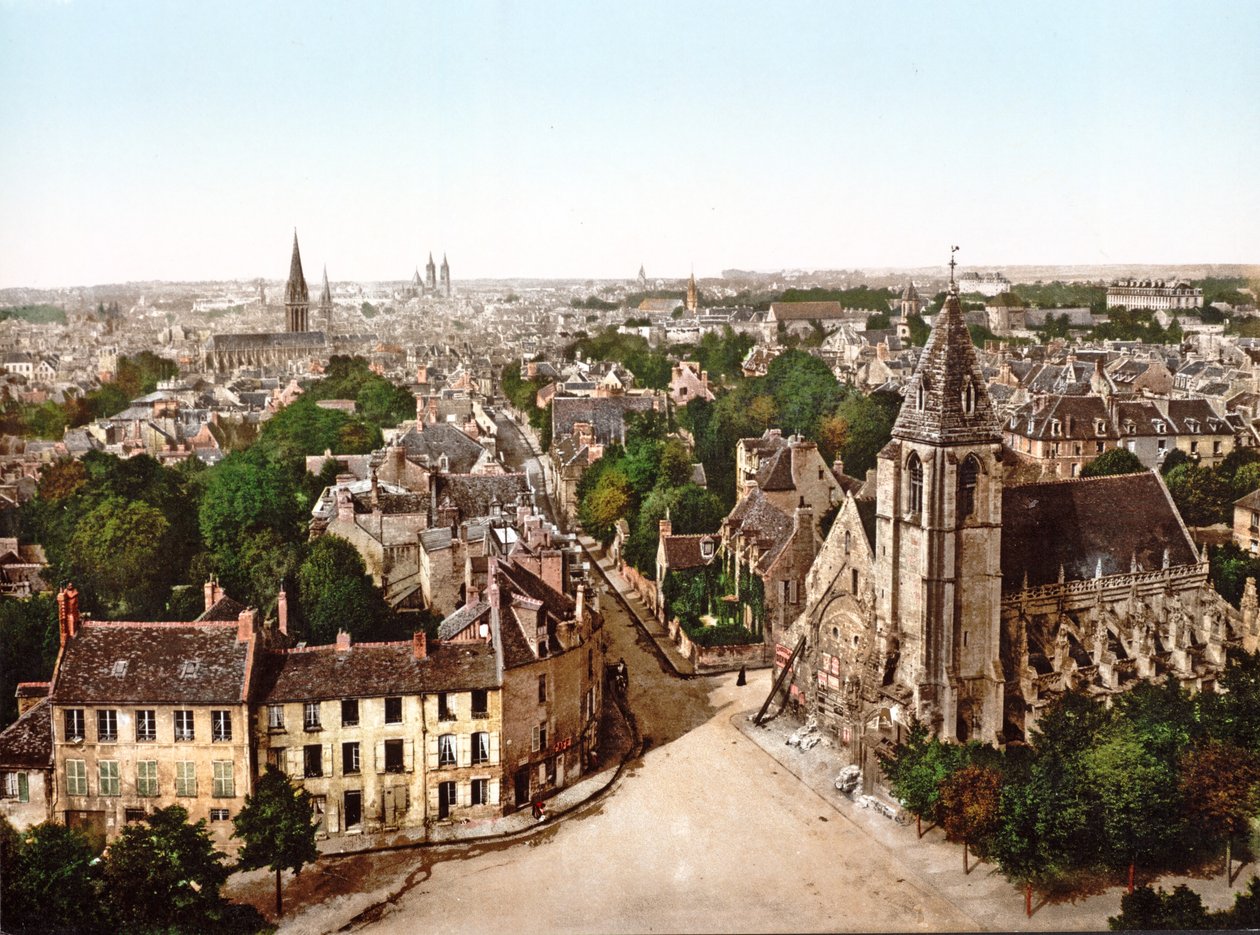 Caen kilátása a Saint Etienne apátsággal a háttérben, 1890-1900 alkotó: French Photographer