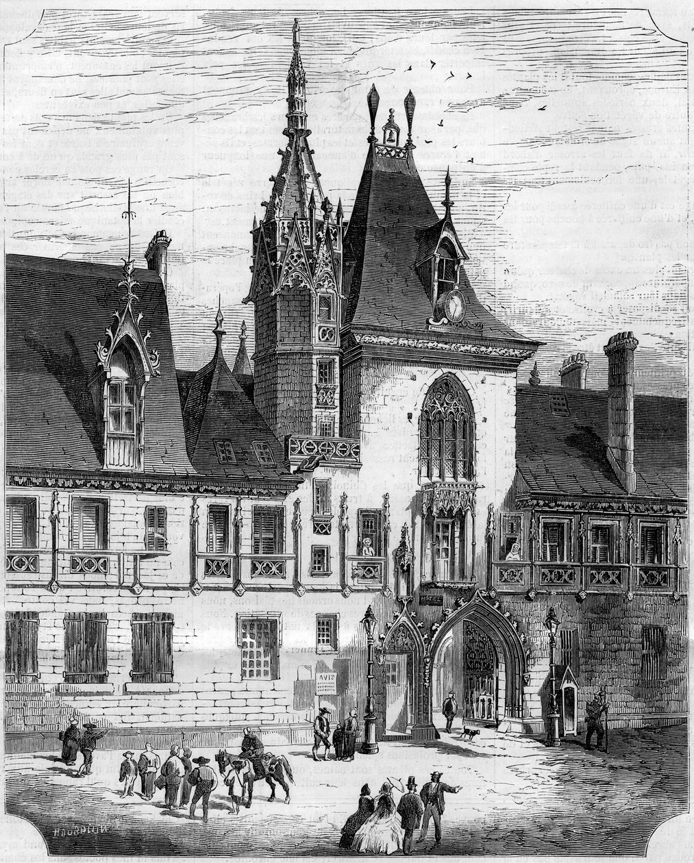 15. századi gótikus építészet: Jacques Coeur (1395-1456) francia kereskedő háza belső udvarának homlokzata. Bourges, Cher (18) alkotó: French School