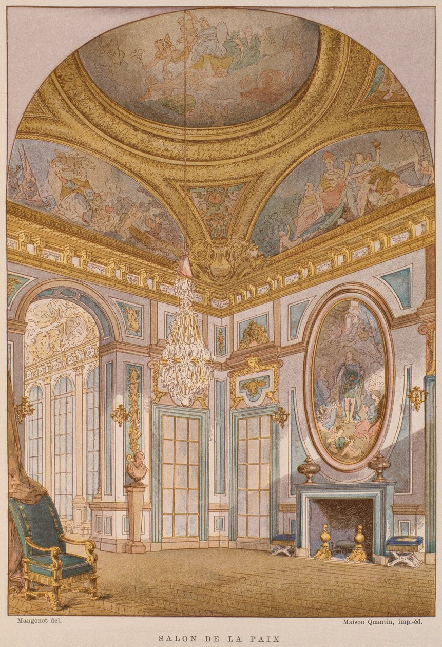 17. századi Salon de la Paix, Chateau de Versailles, illusztráció Henry Havard lakberendezési és dekorációs szótárából, 4. kötet, 36. tábla, Párizs, Maison Quantin, 1878 (li szín alkotó: French School