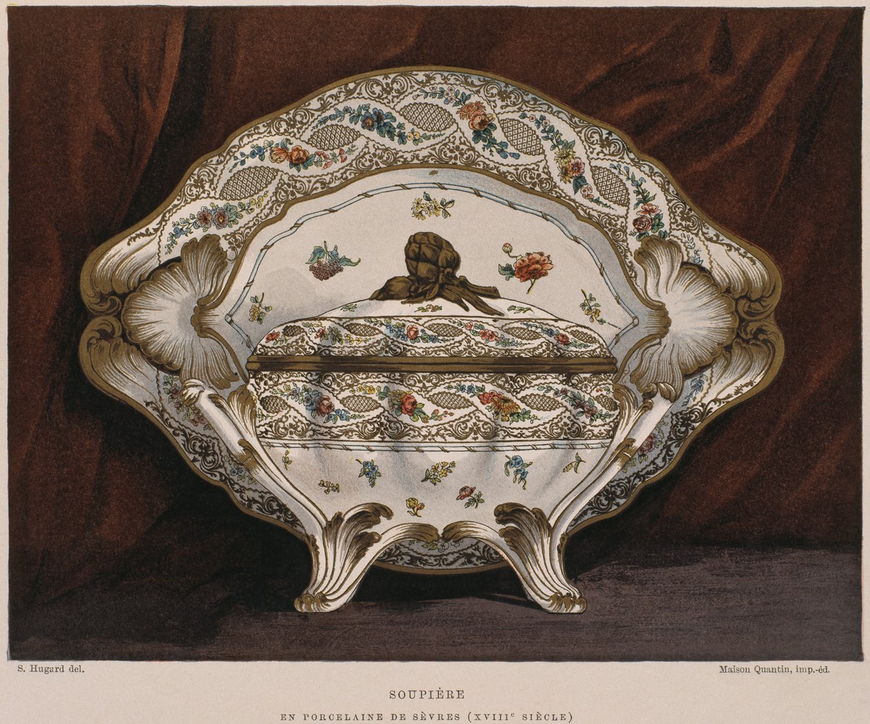 18. századi Sevres-i porcelántürén, illusztráció Henry Havard lakberendezési és dekorációs szótárából, 4. kötet, 45. tábla, Párizs, Maison Quantin, 1878 alkotó: French School