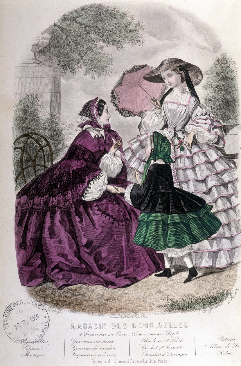 2 nő és egy lány: Divat - a „” Magazine des damoiselles”-ben”. 1858 alkotó: French School