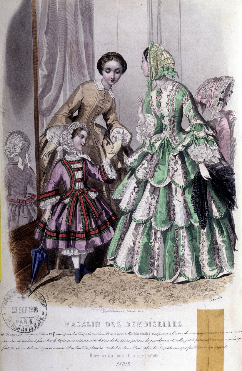2 nő és egy lány: Divat - a „” Magazine des damoiselles”-ben”, május 25. alkotó: French School
