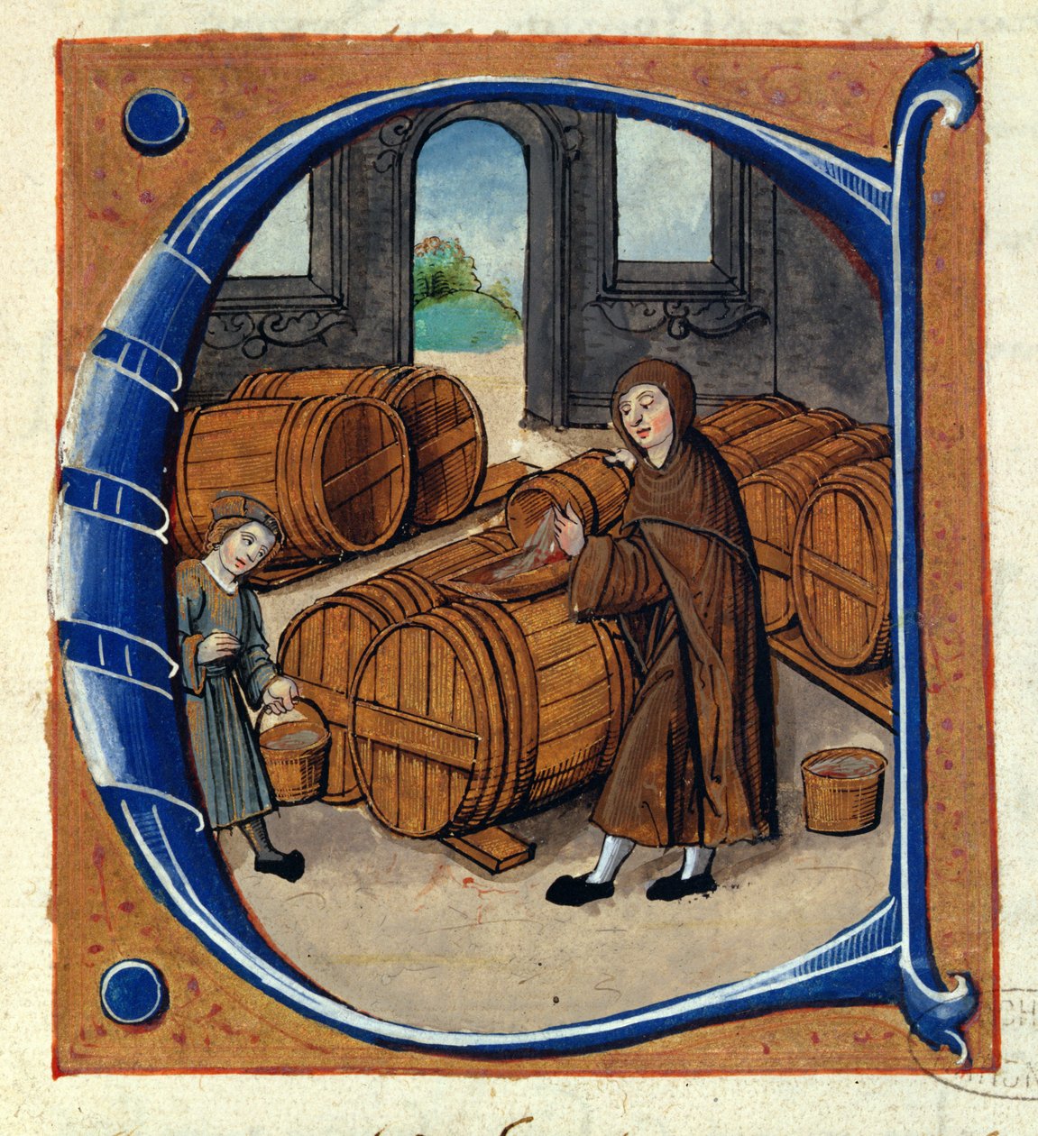 AE II/1667 Bortermelés a középkorban, a „Redevancier de Saint-Germain-des-Pres”-ből, 1530 körül (vellum) (211985 részlet) alkotó: French School