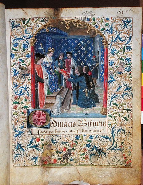 AE II 523 A „Livre Ferre” bemutatása a királynak a Cour des Comptes (vellum) tisztviselői által alkotó: French School
