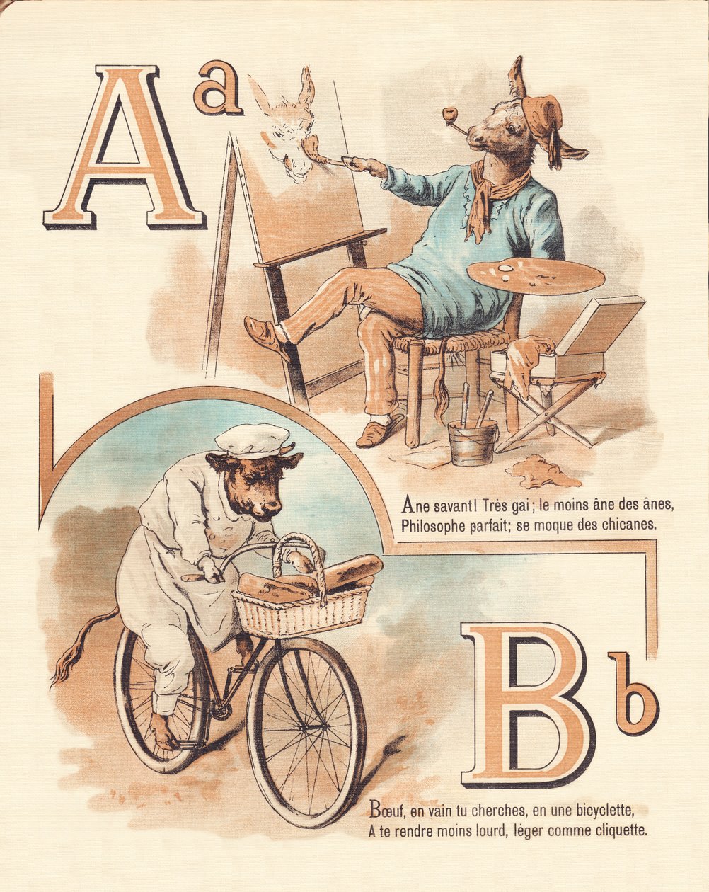 A B: Állat, művész, marhahús, pék alkotó: French School
