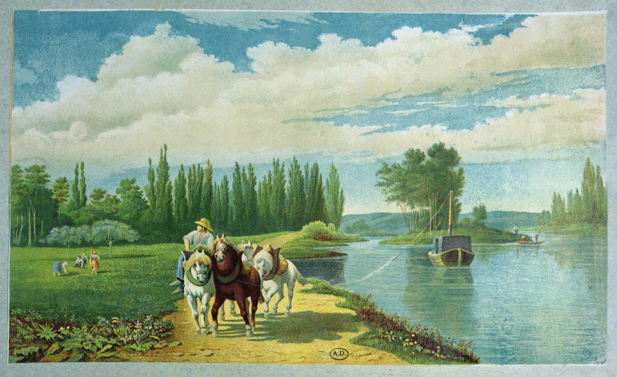 Lovak által húzott bárka, 19. század vége alkotó: French School