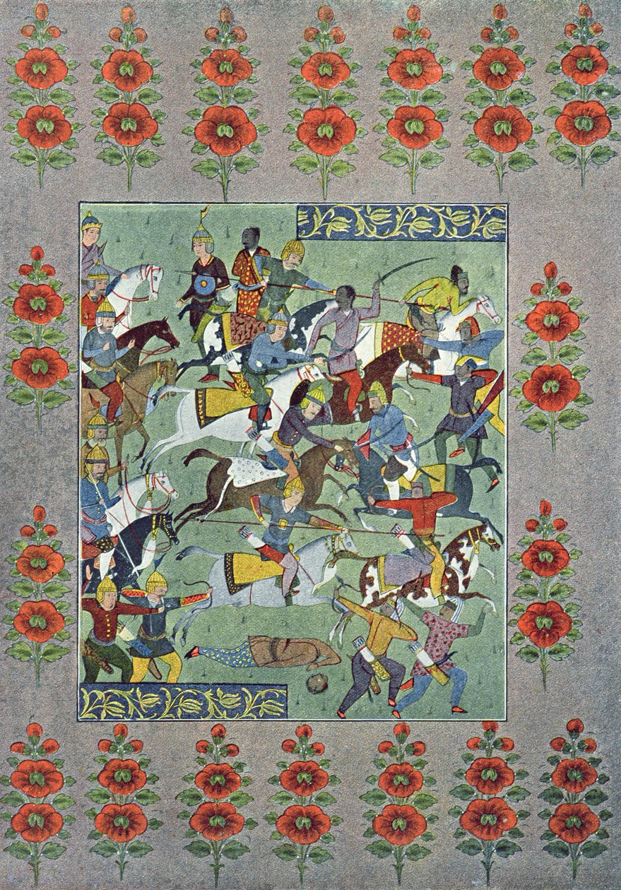 Egy csata, illusztráció az Arab éjszakákból, 1895 (színes metszet) alkotó: French School