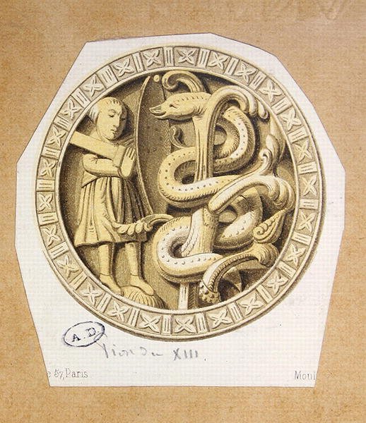Dámajáték darab a tizenharmadik századból (színes litográfia) alkotó: French School