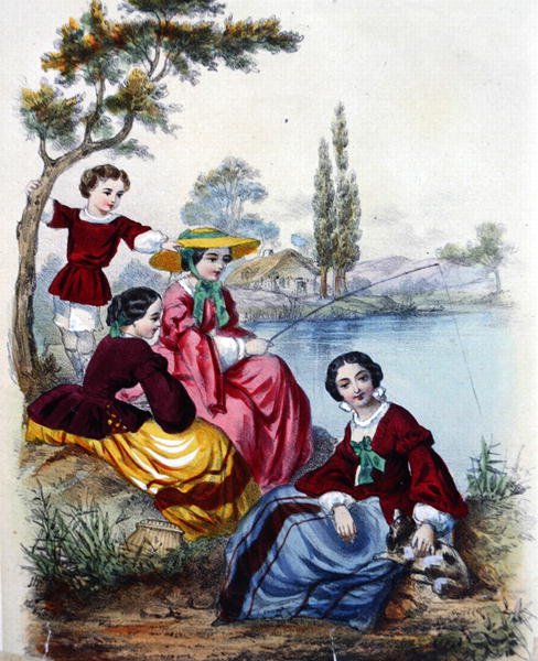 Horgászparti (színes litó) alkotó: French School