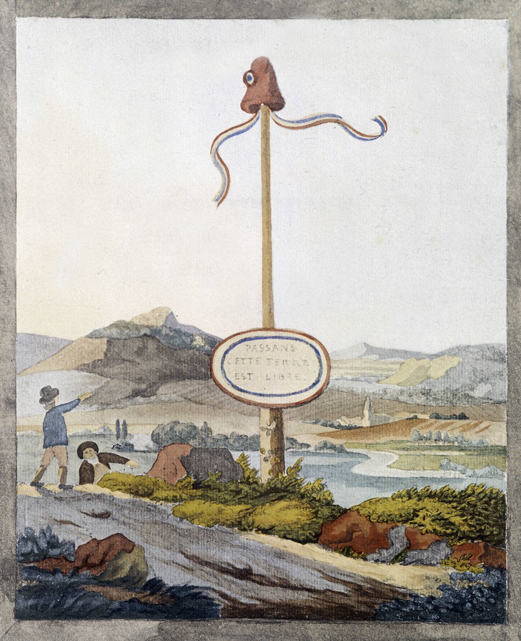 Egy francia határ az 1789-es forradalom idején: „Utasok, ez a föld szabad” alkotó: French School