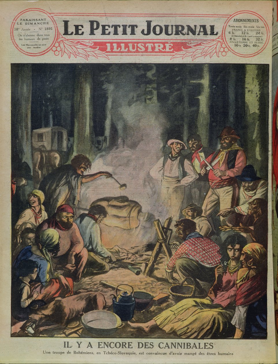Kannibalista cigányok csoportja Csehszlovákiában, a Le Petit Journalból, 1927 alkotó: French School