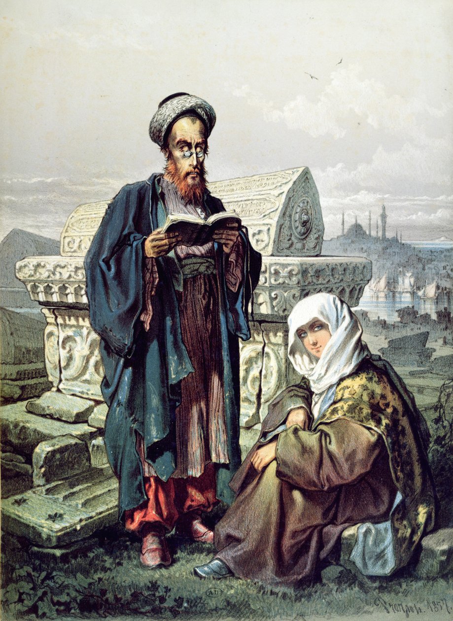 Egy zsidó házaspár egy konstantinápolyi temetőben, 1857 alkotó: French School