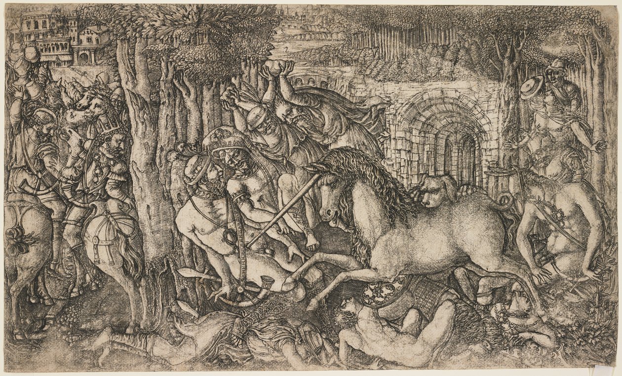Egy egyszarvú által üldözött király, 1547 körül alkotó: French School