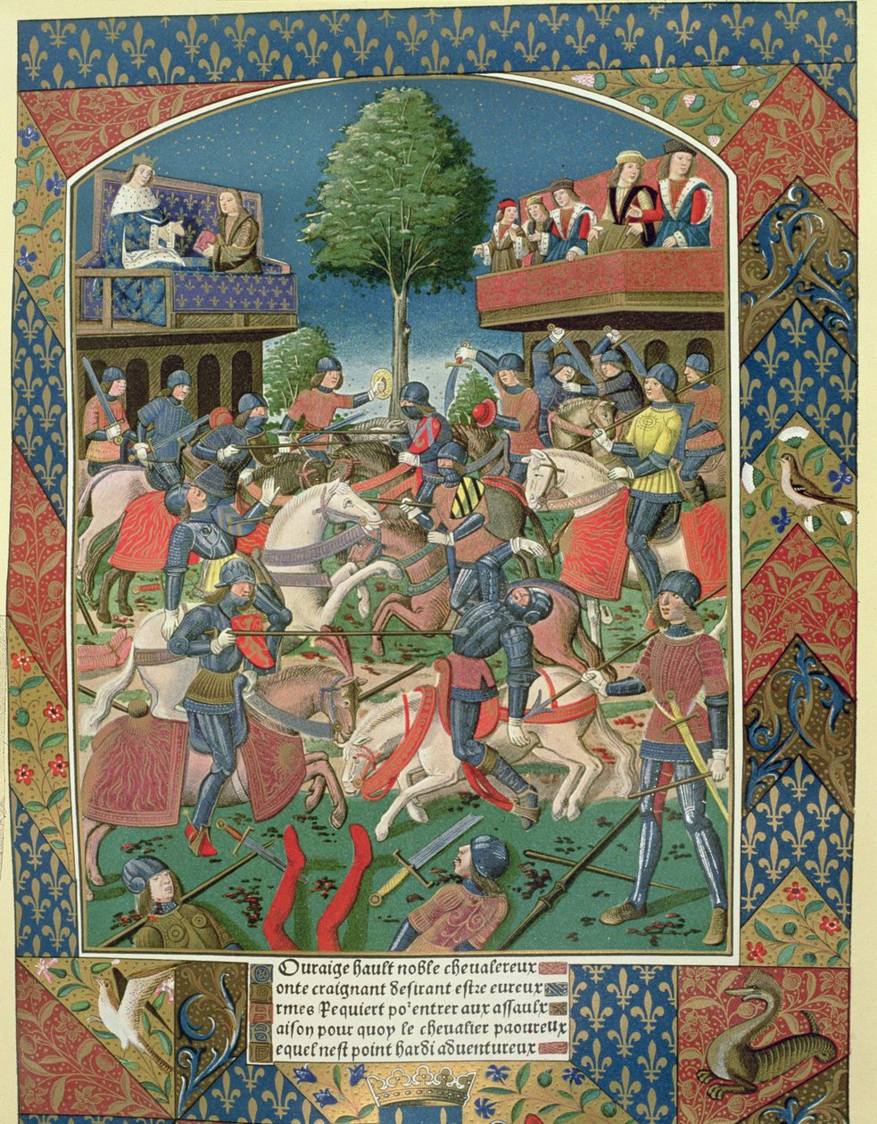 Lovagi verseny, a Lancelot du Lac-ból, Antoine Verard (1485-1512) nyomta alkotó: French School
