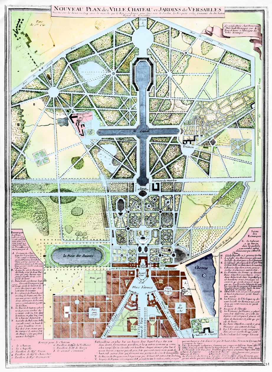 A Versailles-i város, kastély és kertek új terve, 1714 alkotó: French School