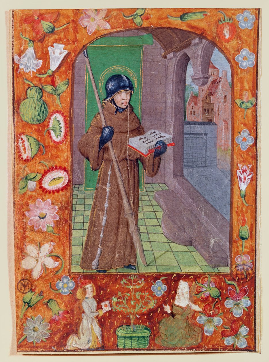 Egy oldal egy kéziratból, Warrior Monk alkotó: French School