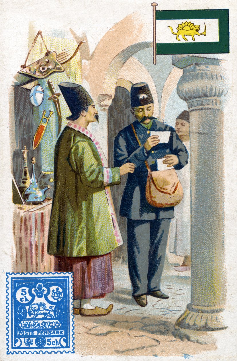 Egy postás Perzsiában, aki postát kézbesített, 19. század vége alkotó: French School