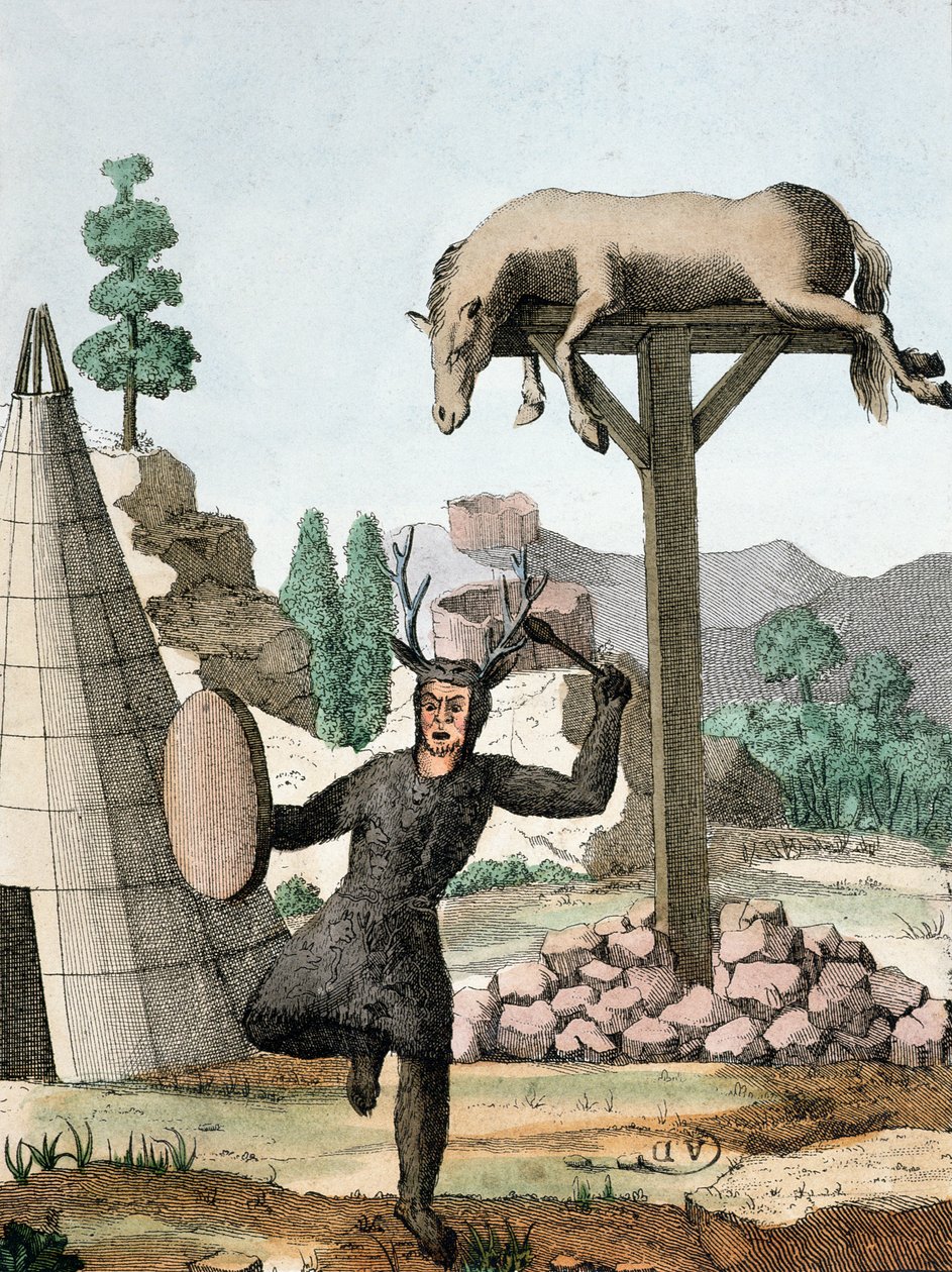 Egy szibériai tatár sámán és temető, 1811 körül alkotó: French School