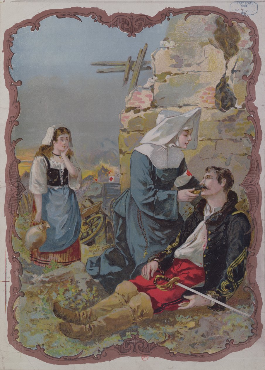 Egy nővér, aki egy sérült katonán segített az 1870-es, 1895-ös háborúban alkotó: French School
