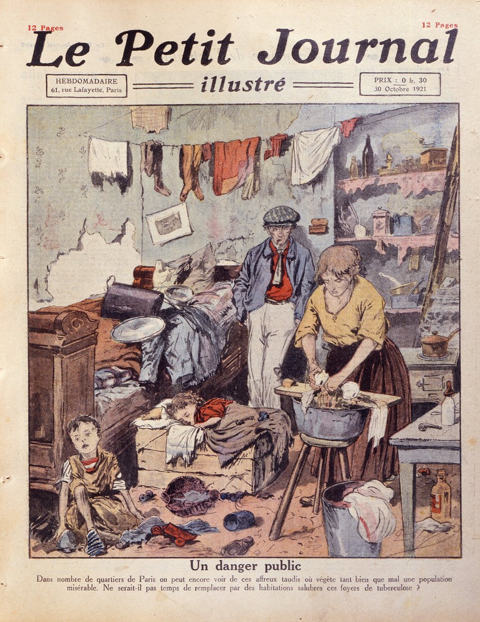 Egy párizsi nyomornegyed, illusztráció a Le Petit Journalból, 1921. október 30 alkotó: French School