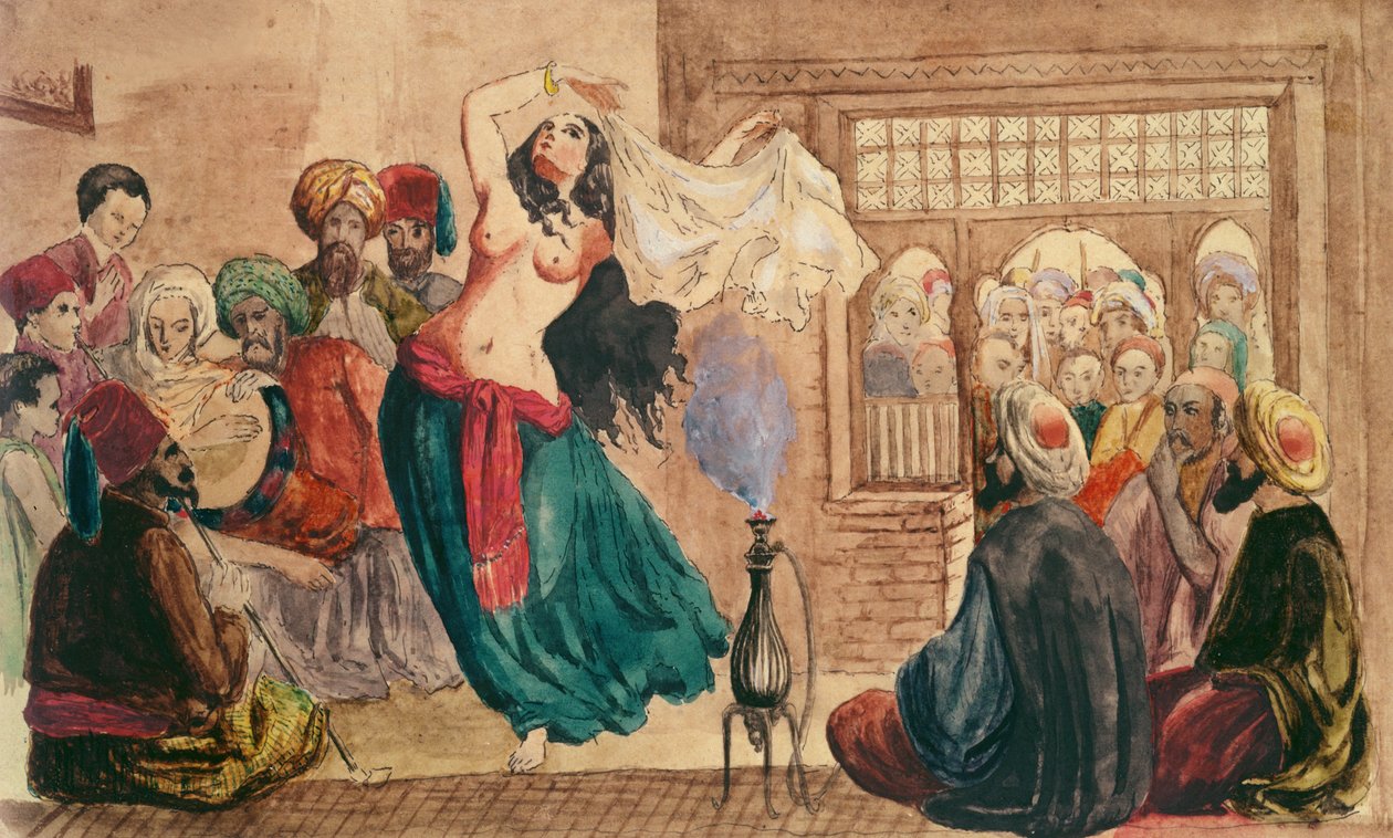 Egy török kávézó, 19. század közepe (wc papíron) alkotó: French School