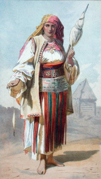 „A Wallack Woman”, illusztráció a „Transylvania: its Products and its People” című könyvből, 1865-ben Londonban (színes litho) alkotó: French School