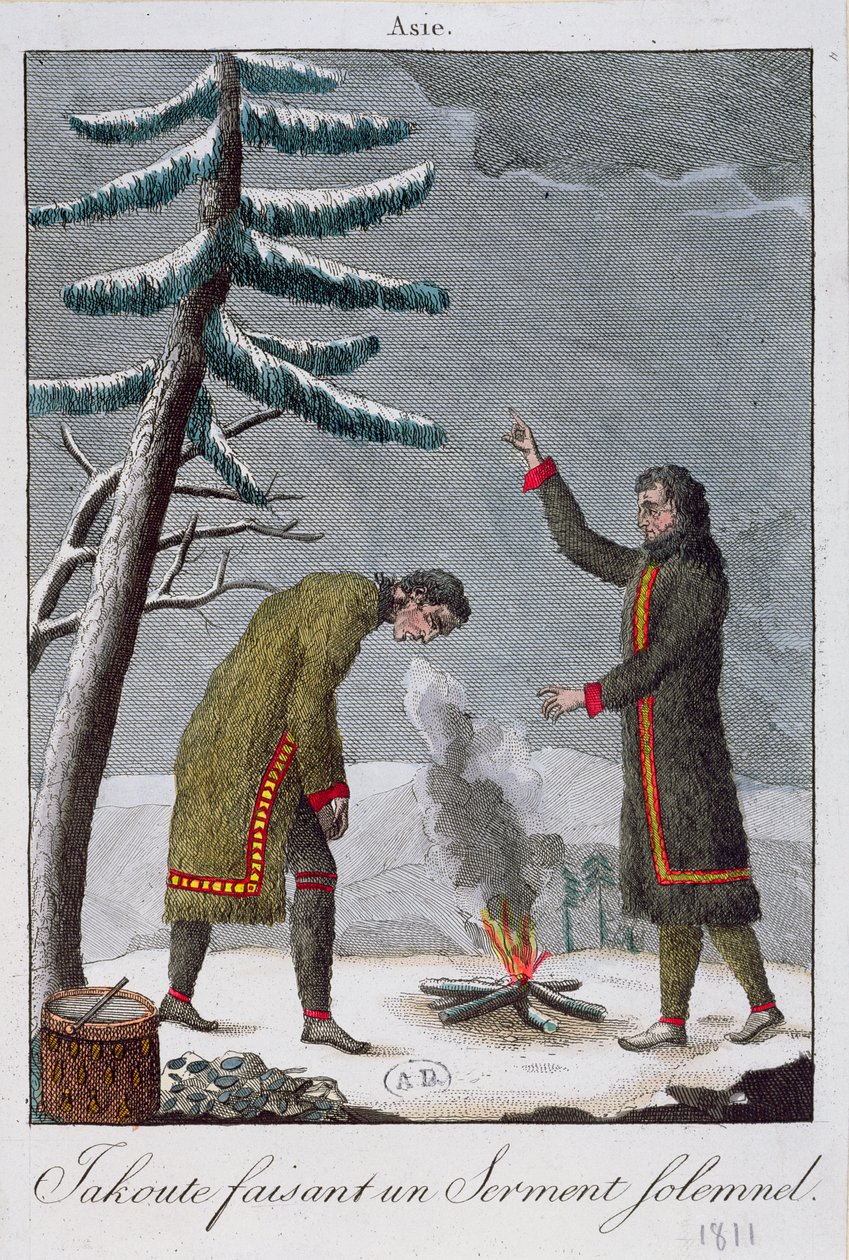 Egy jakut férfi ünnepélyes esküt tesz, 1811 alkotó: French School