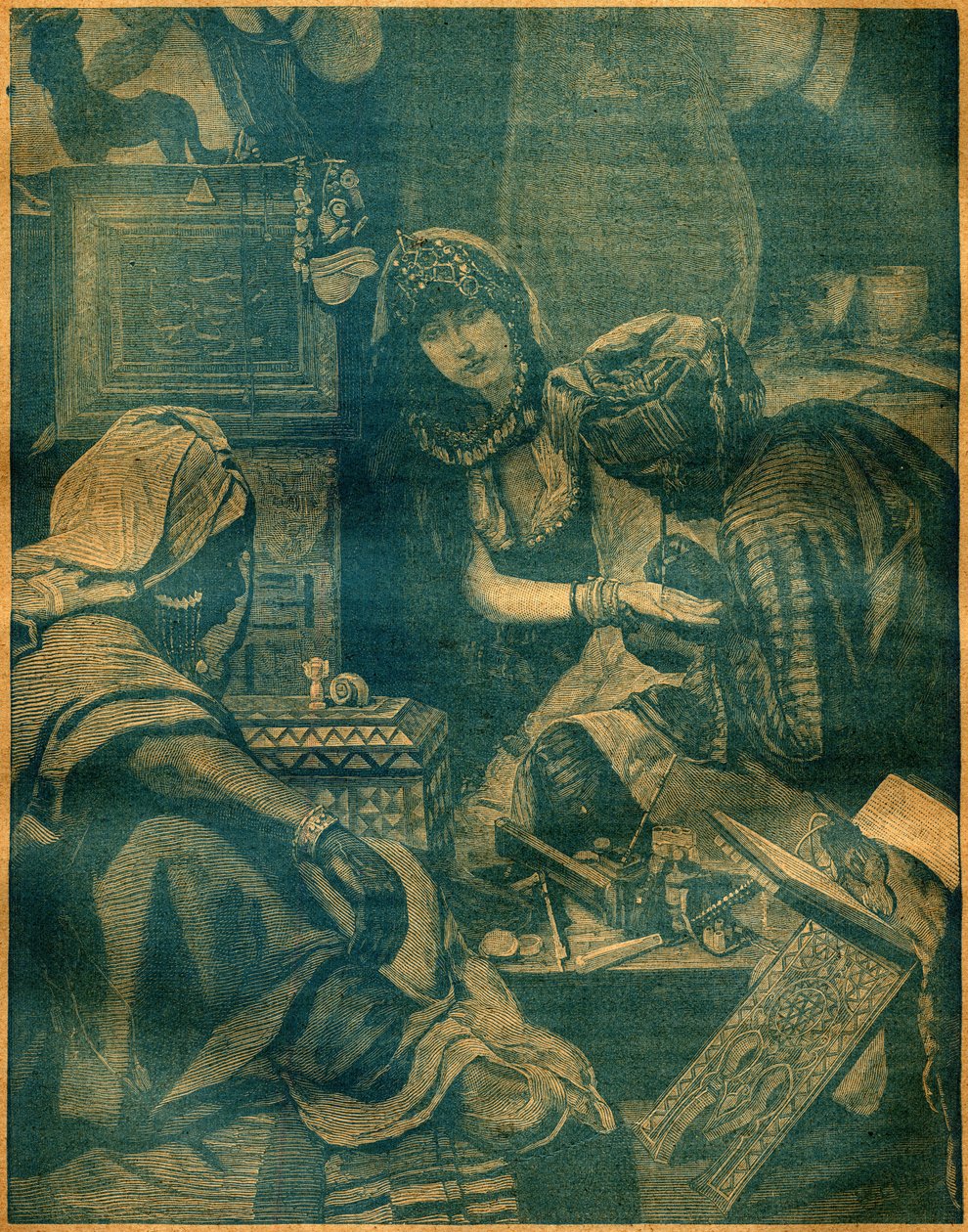 Bazár Lahore-ban, Indiában. Metszet a „La Terre Illustree”-ben, 1892. augusztus 25-i 94. sz. alkotó: French School