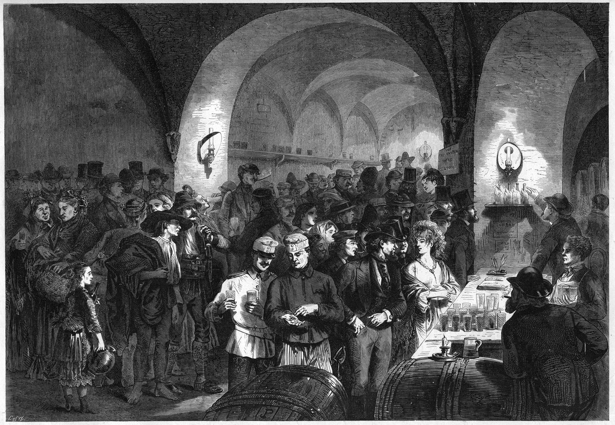 Egy kávézó az Eszterházy Palota (Esterházy Keller) pincéjében található Bécsben, Ausztriában alkotó: French School