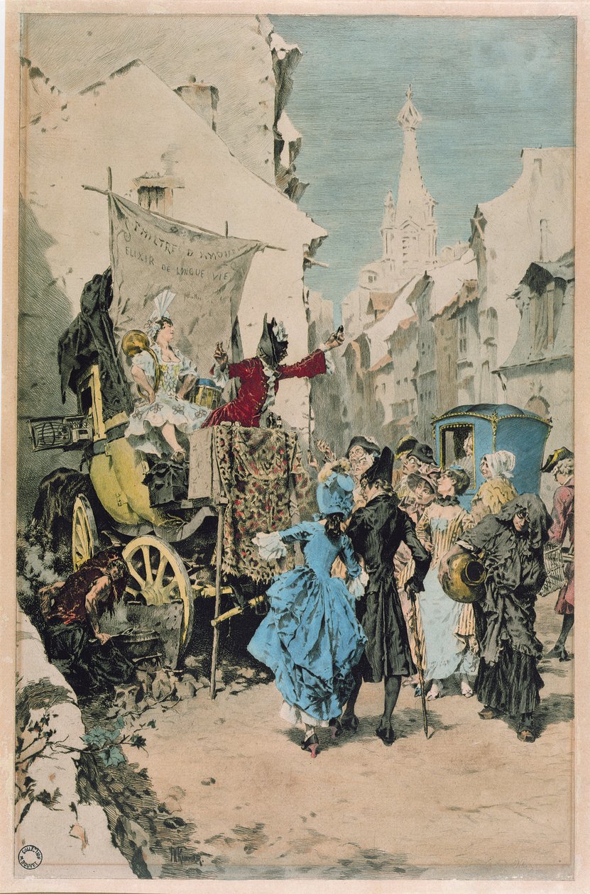Ifjúsági elixírt árusító sarlatán, XVIII-XIX alkotó: French School