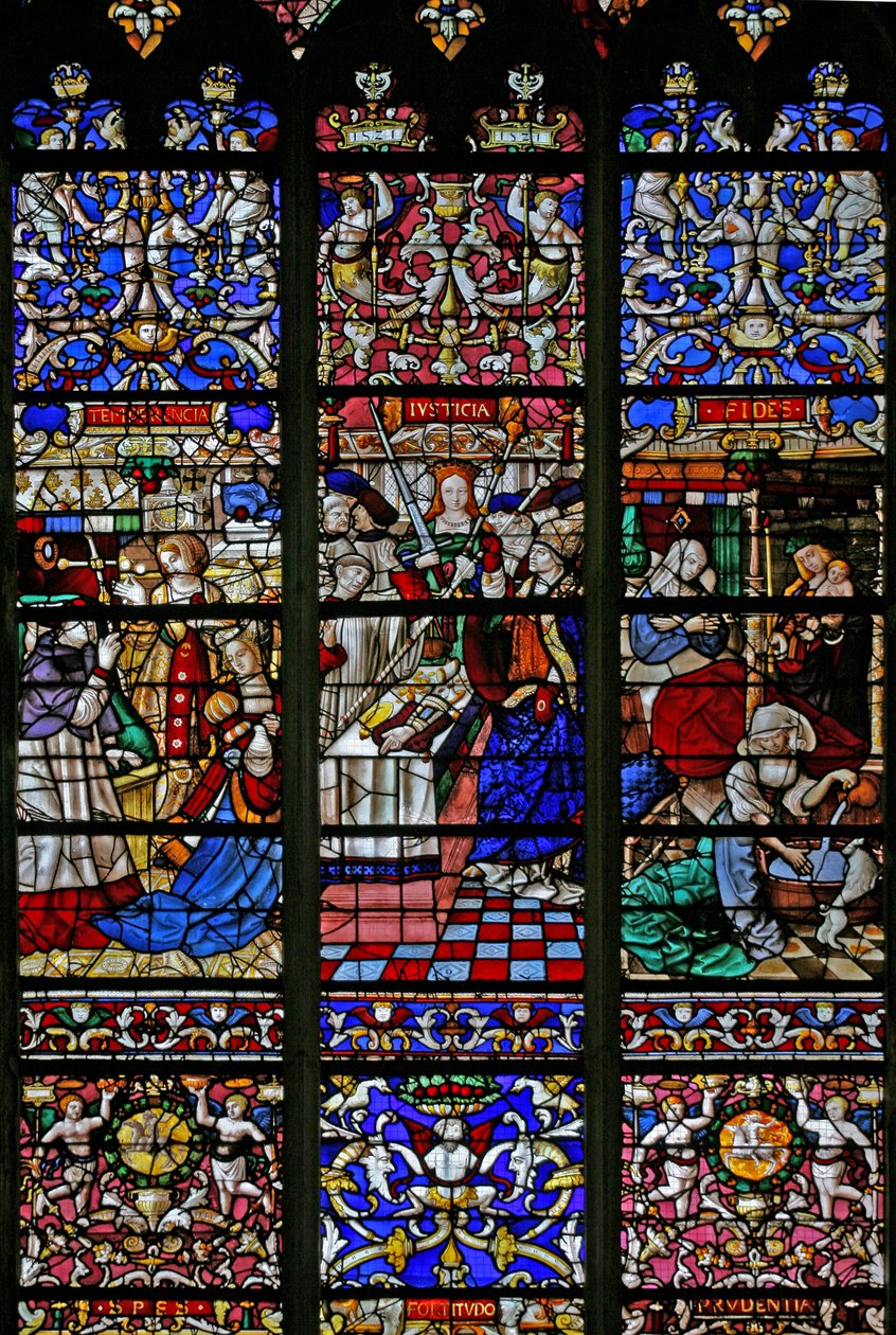 Részlet a w30-as ablakból, a panegyrics a St Romain ablakhoz alkotó: French School