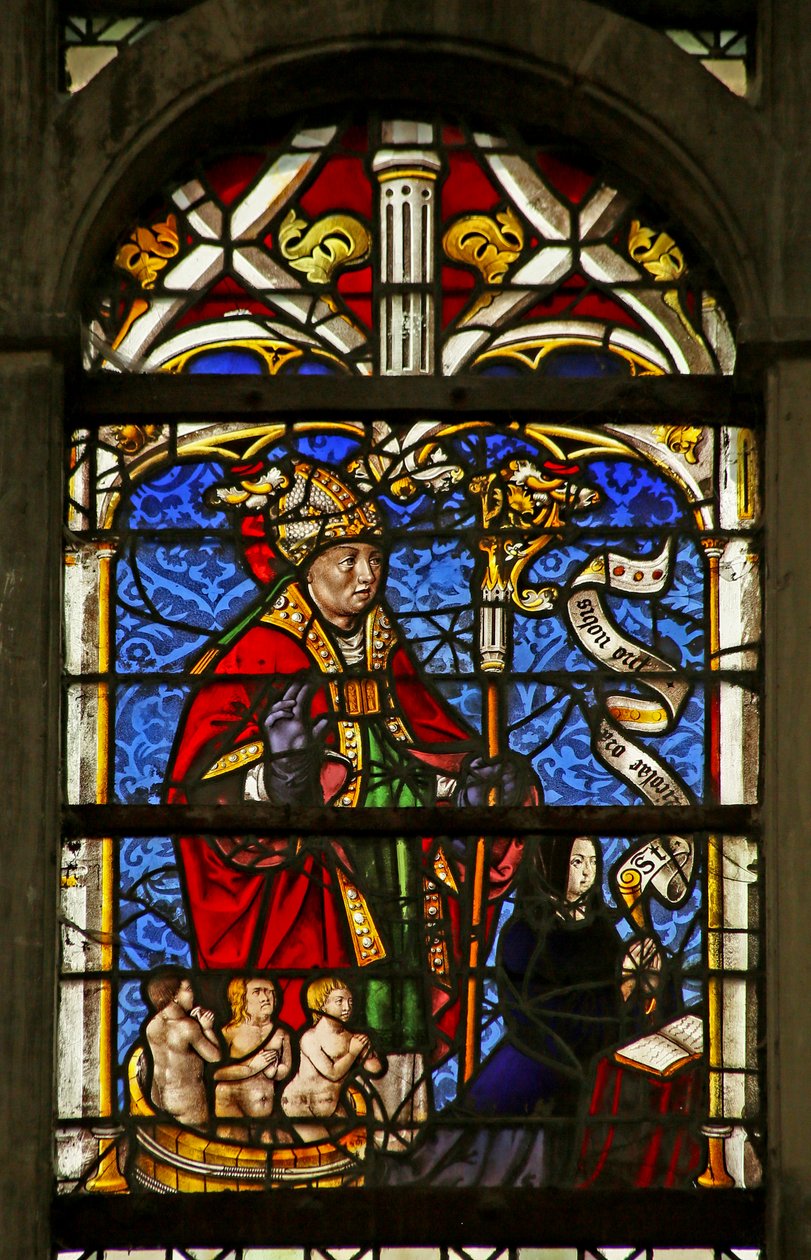 Egy adományozó felesége Szent Miklóssal alkotó: French School
