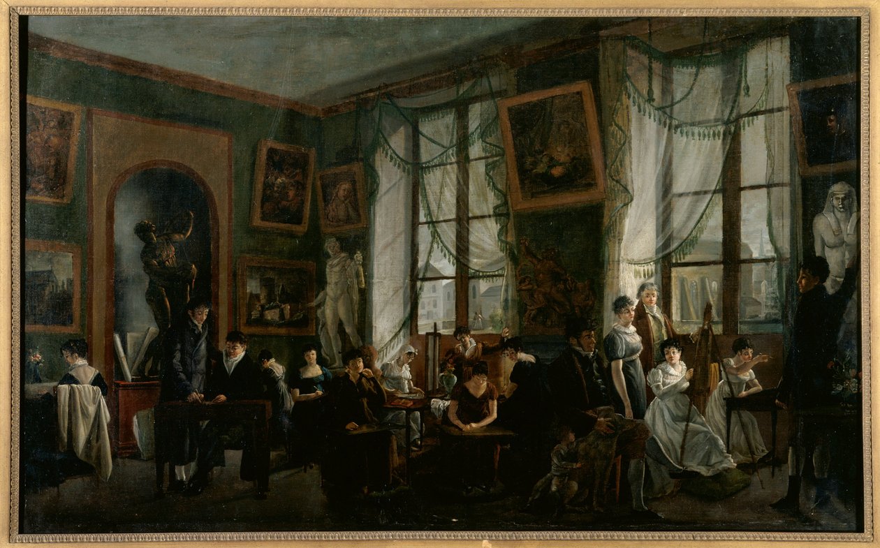 Egy női rajzoló osztály, 1810 körül, 1810 körül (olaj, vászon) alkotó: French School