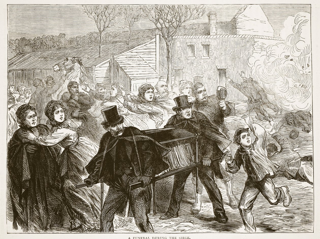Temetés az ostrom alatt, 1871. március, illusztráció Cassells: A Franciaország és Németország közötti háború története, 1870-1871 alkotó: French School