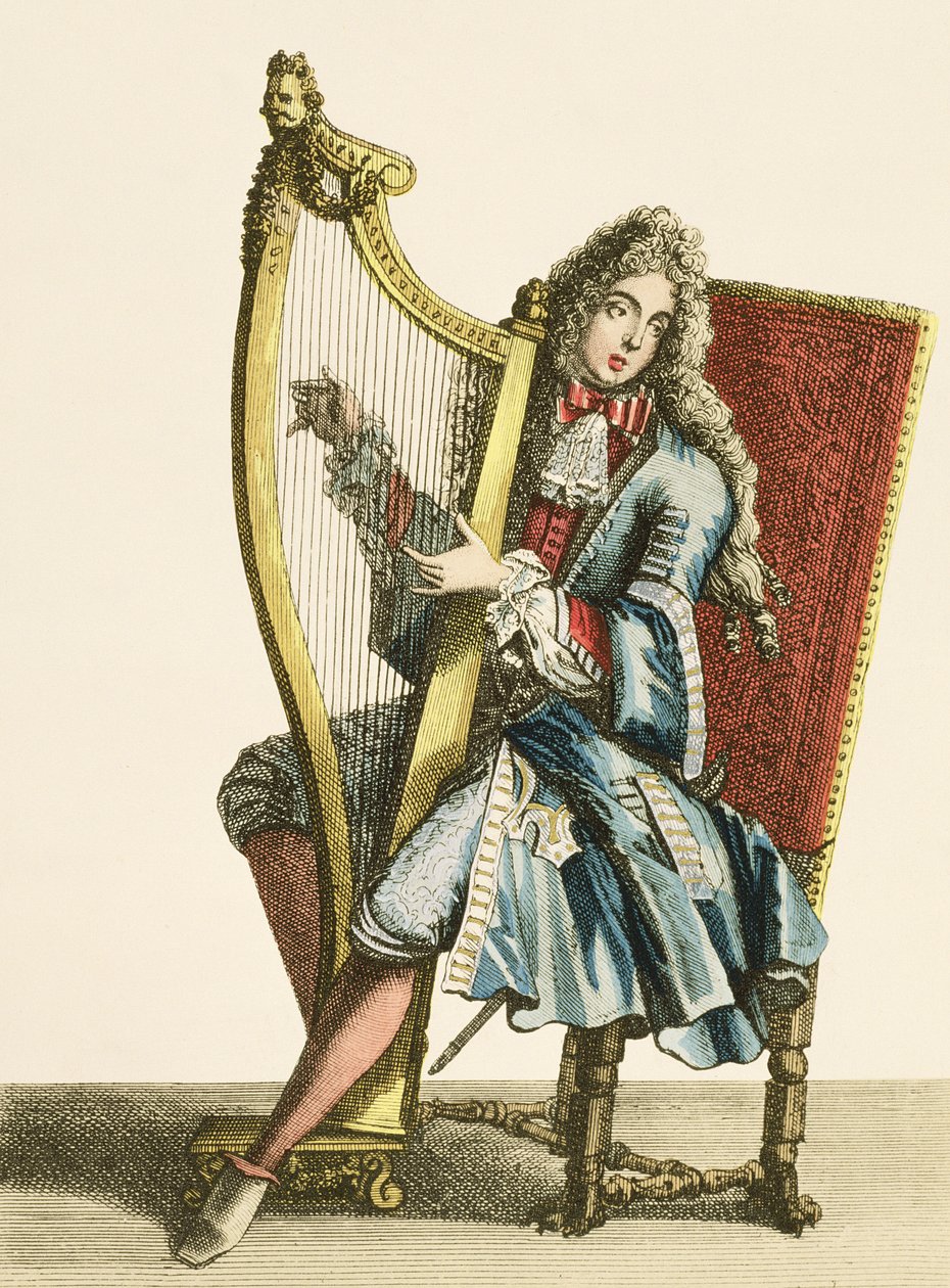 Egy úriember hárfán játszik alkotó: French School