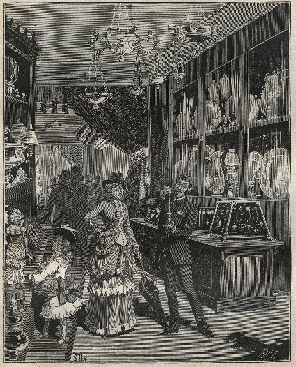 Egy aranybolt Franciaországban a 19. században. Metszet 1885-ből Adolphe BITARD „” Les arts et metiers illustres” című könyvébe. alkotó: French School