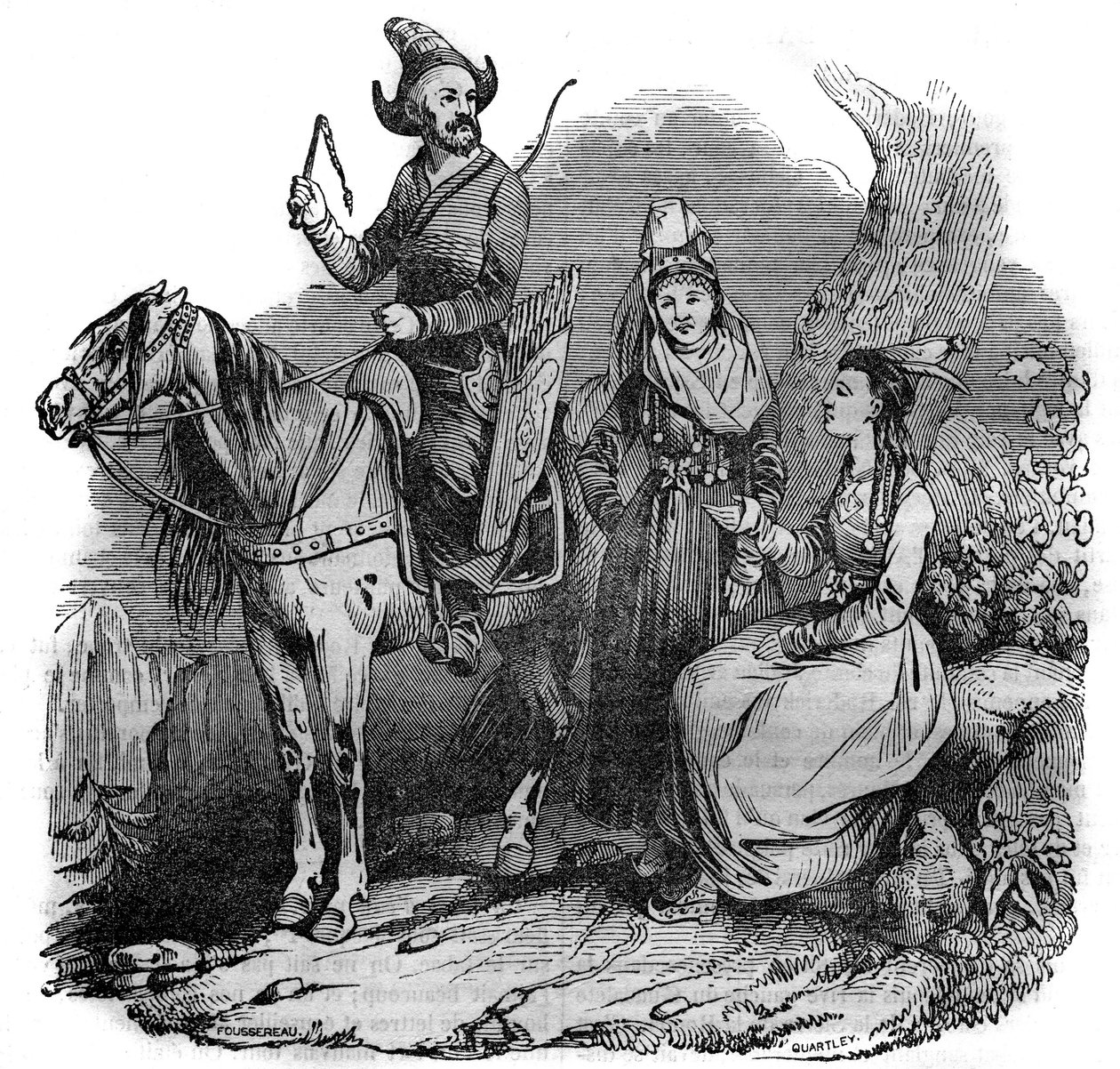 Egy csoport kirgiz (kirgiz) kozák népviseletben. „A festői boltban” 1835 alkotó: French School