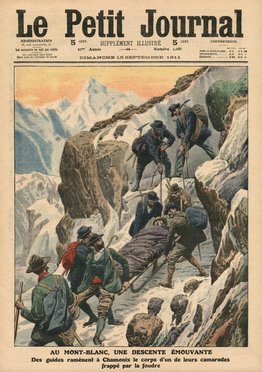 Mozgó ereszkedés a Mont Blanc-on, illusztráció a 