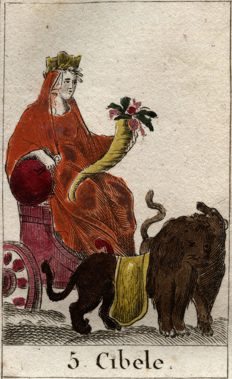 Az anyatermészetet megtestesítő (fríg eredetű) isteni Cybele ábrázolása, kezében bőségszarut tart. Pierre Blanchard „Az ifjúság mitológiájából”, 1803. alkotó: French School