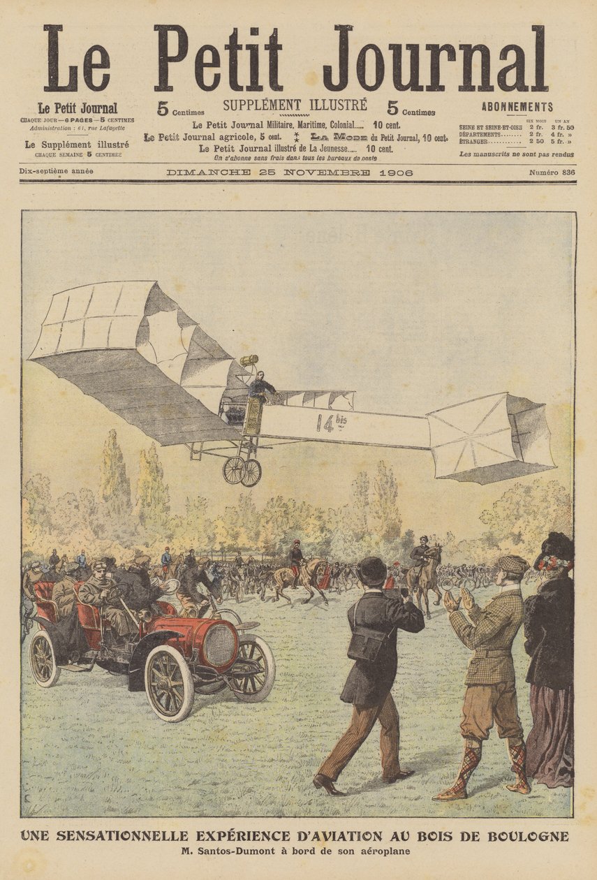 Szenzációs repülés a Bois de Boulogne-ban, Párizsban (színes lithó) alkotó: French School