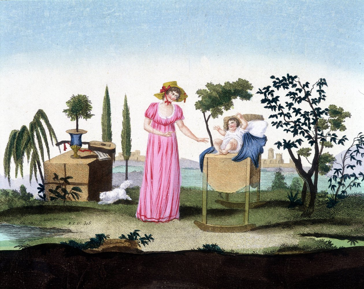 Egy fiatal anya újszülöttjével. Arts deco. 1810 körül. alkotó: French School