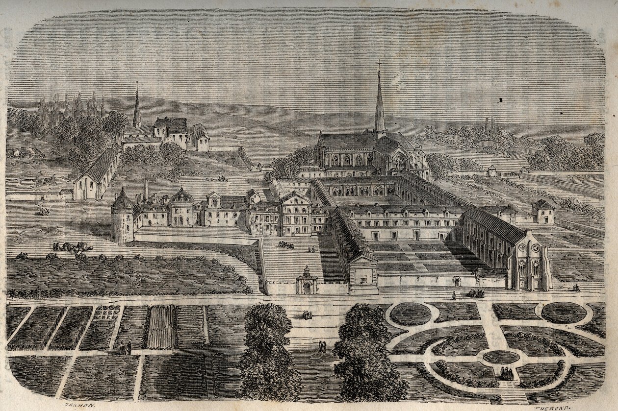 Chelles-i apátság (Seine et Marne) - Victor Duruy (1811-1894) „Histoire de France” című metszete – 1882 alkotó: French School
