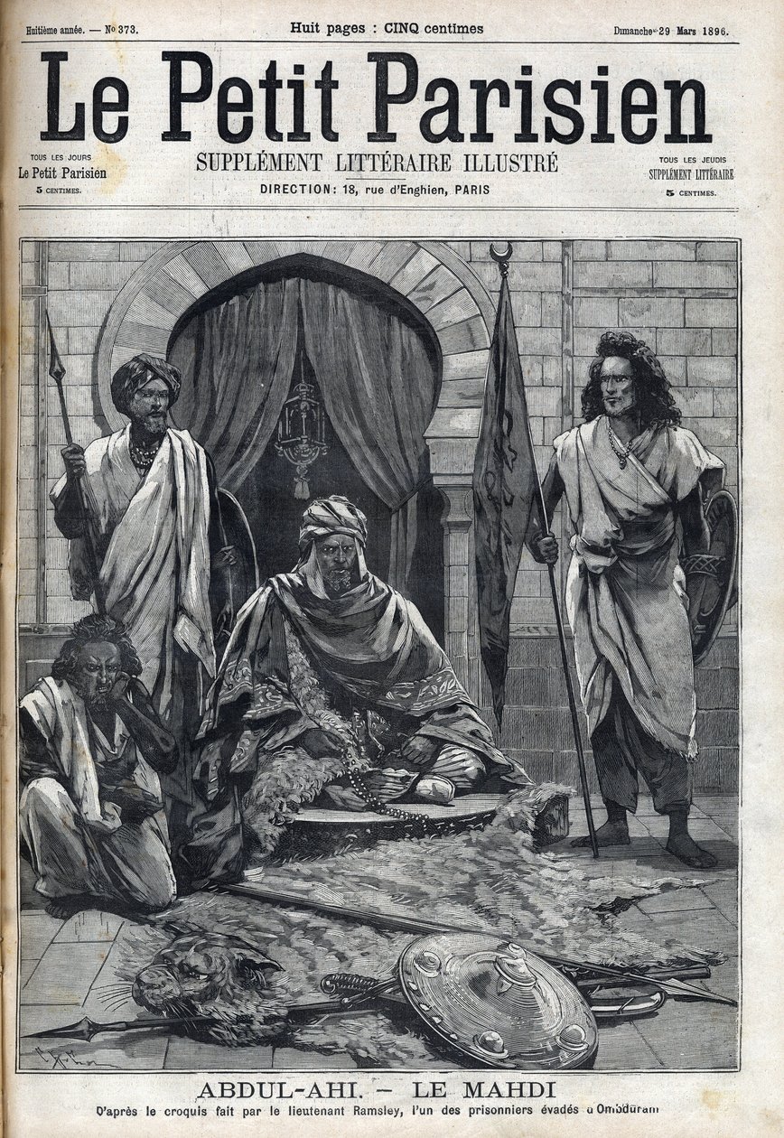 Abdul-Ahi palota (Abdulahi) Ombduramban a Nílus partján, Mahdiban. "Le petit Parisien" metszet alkotó: French School