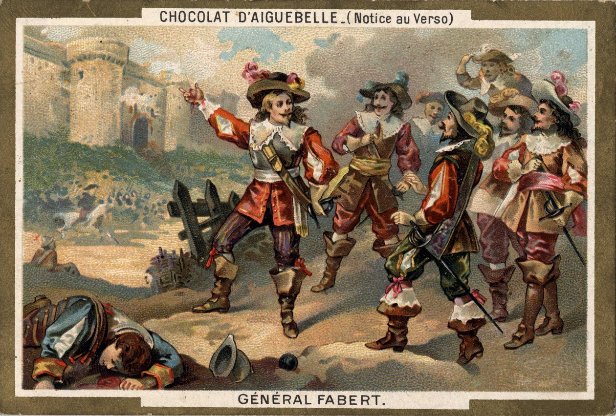Abraham de Fabert (1599-1662), Maréchal de France, Stenay (Meuse megye) ostroma alatt 1654-ben. Kromolitográfia a 19. században. alkotó: French School