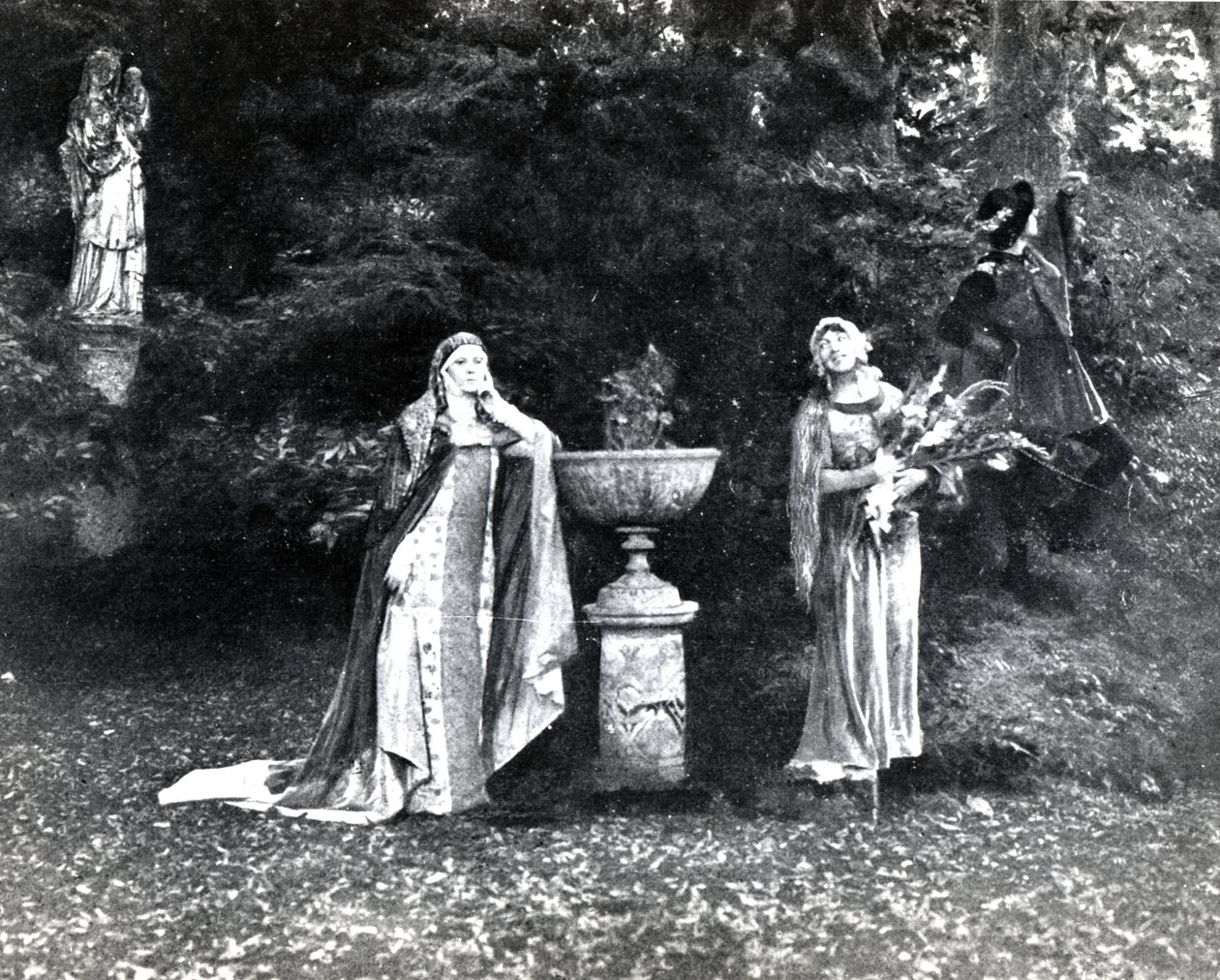 I. felvonás, Debussy Pelleas et Melisande 3. jelenete, a párizsi Opera-Comique opera 1902. áprilisi első előadásának fényképéről, illusztráció a Theater magazinban, 1902. június (li alkotó: French School