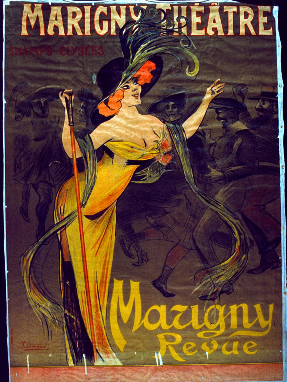 A Párizsban, a Marigny Színházban megjelenő Mazigny Revü reklámja (színes litó) alkotó: French School