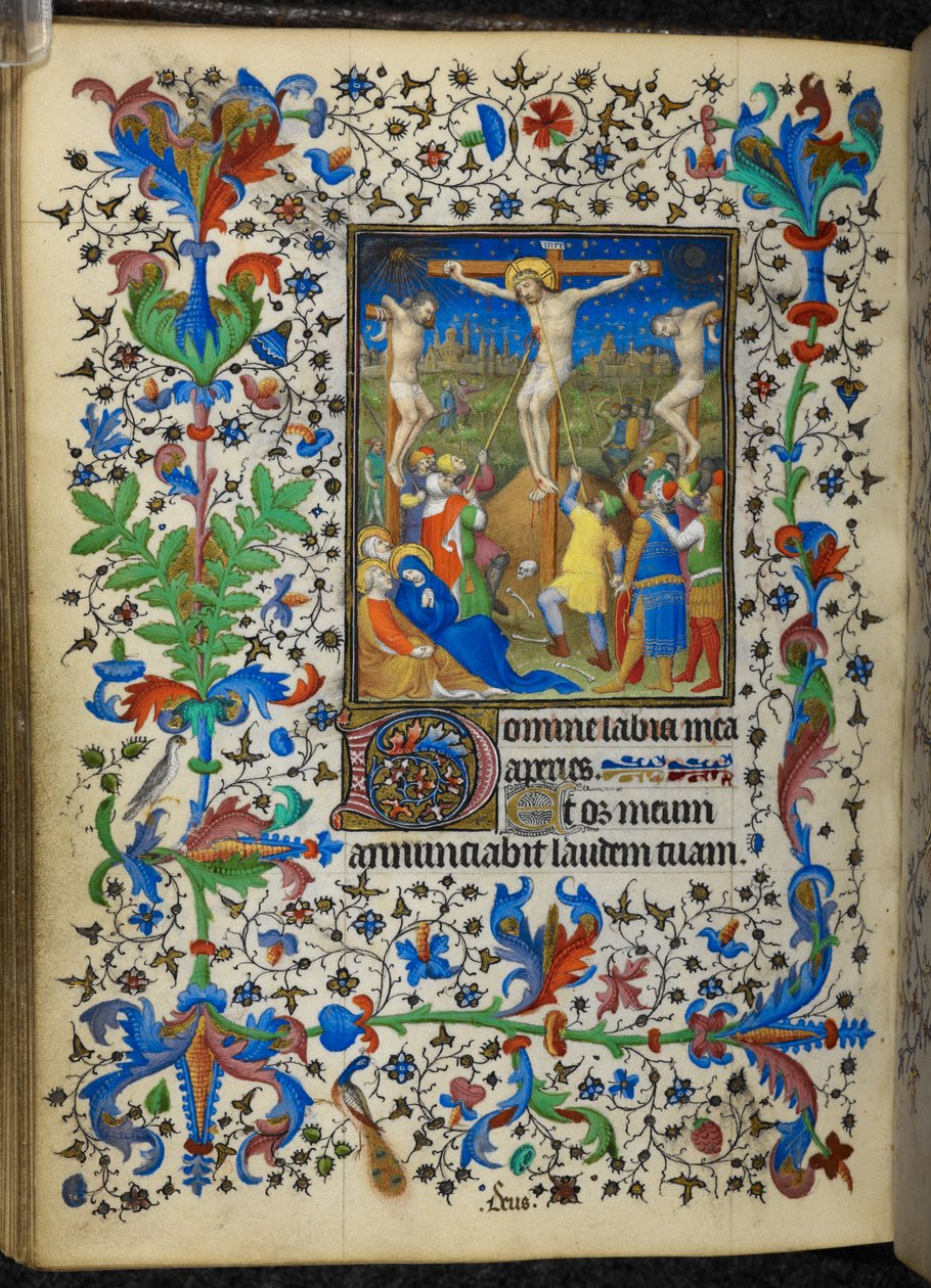 Adja hozzá a 16997 f.153v keresztre feszítést a Chevalier Hours-ból, 1420 körül (vellum) alkotó: French School