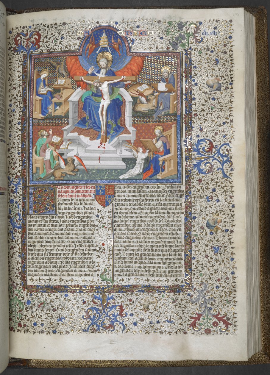 Add hozzá 18857, f.148 A Szentháromság és a négy evangélista (vellum) alkotó: French School